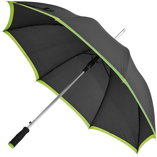 Зонт-трость Highlight, черный с зеленым - подробное фото