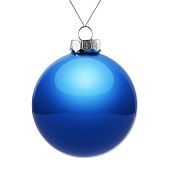 Елочный шар Finery Gloss, 10 см, глянцевый синий - фото