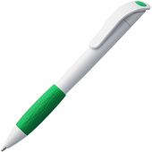 Ручка шариковая Grip, белая с зеленым - фото