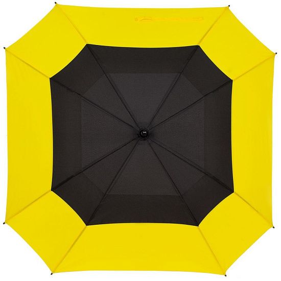 Квадратный зонт-трость Octagon, черный с желтым - подробное фото