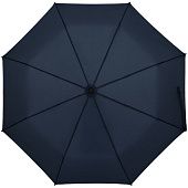 Зонт складной Clevis с ручкой-карабином, темно-синий - фото