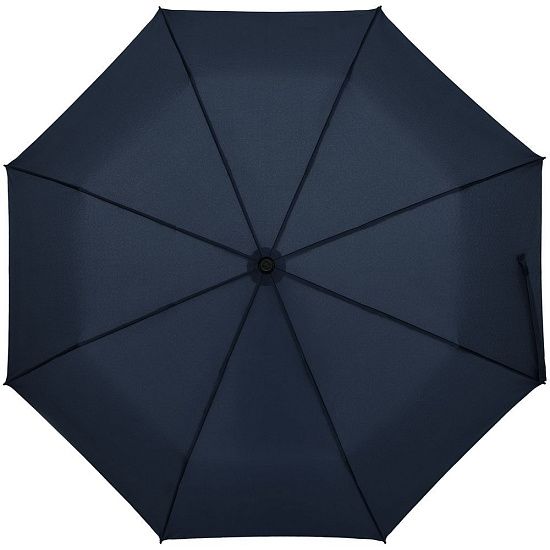 Зонт складной Clevis с ручкой-карабином, темно-синий - подробное фото