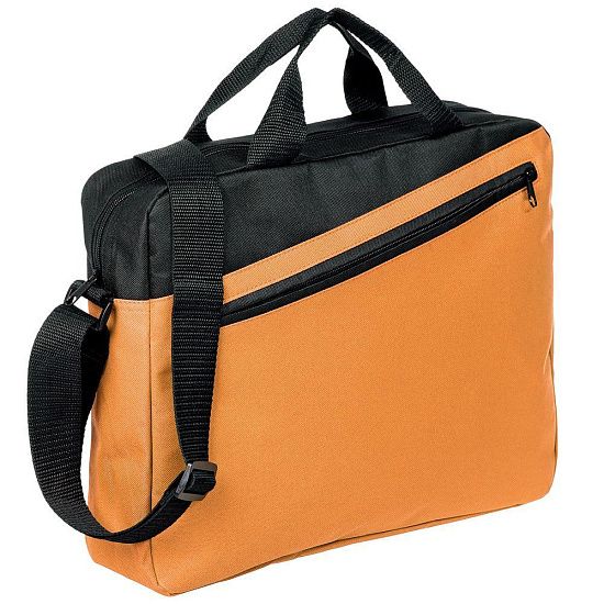 Конференц-сумка Unit Diagonal, оранжево-черная - подробное фото