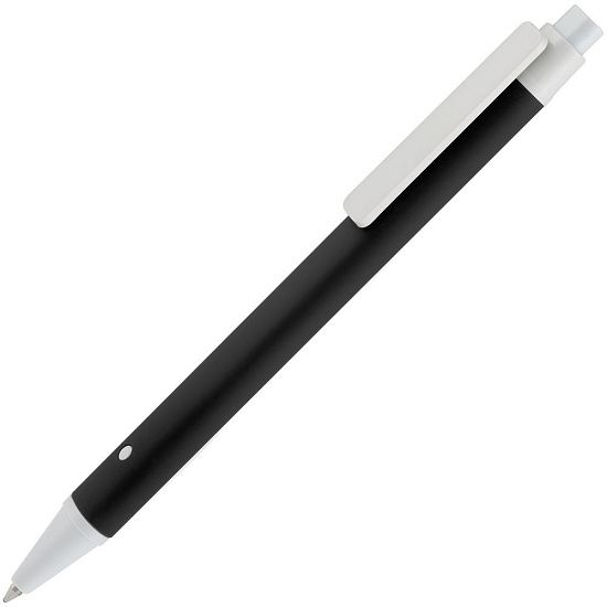 Ручка шариковая Button Up, черная с белым - подробное фото