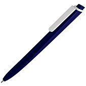 Ручка шариковая Pigra P02 Mat, темно-синяя с белым - фото