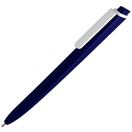 Ручка шариковая Pigra P02 Mat, темно-синяя с белым - подробное фото