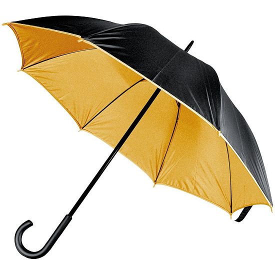 Зонт-трость Downtown, черный с золотистым - подробное фото