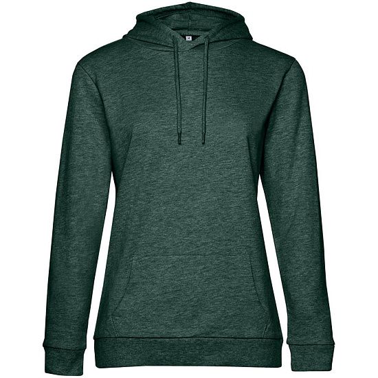 Толстовка с капюшоном женская Hoodie, темно-зеленый меланж - подробное фото