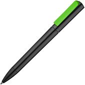 Ручка шариковая Split Black Neon, черная с зеленым - фото