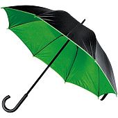 Зонт-трость Downtown, черный с зеленым - фото
