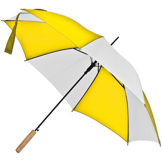 Зонт-трость Milkshake, белый с желтым - подробное фото
