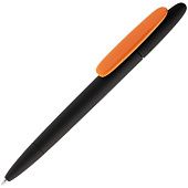 Ручка шариковая Prodir DS5 TRR-P Soft Touch, черная с оранжевым - фото
