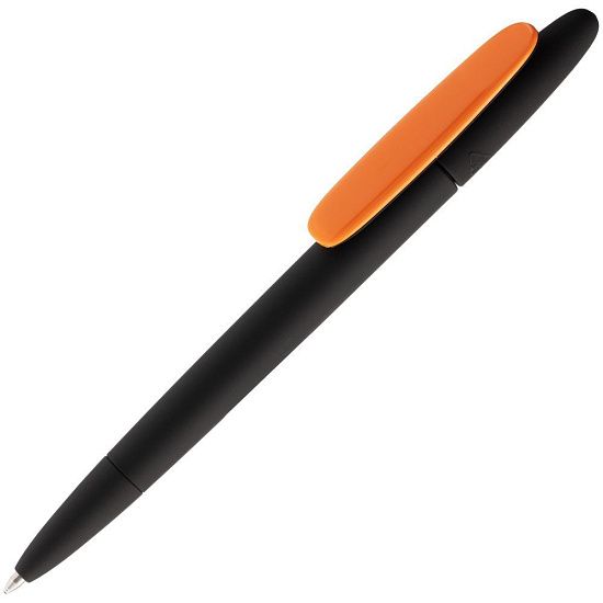 Ручка шариковая Prodir DS5 TRR-P Soft Touch, черная с оранжевым - подробное фото
