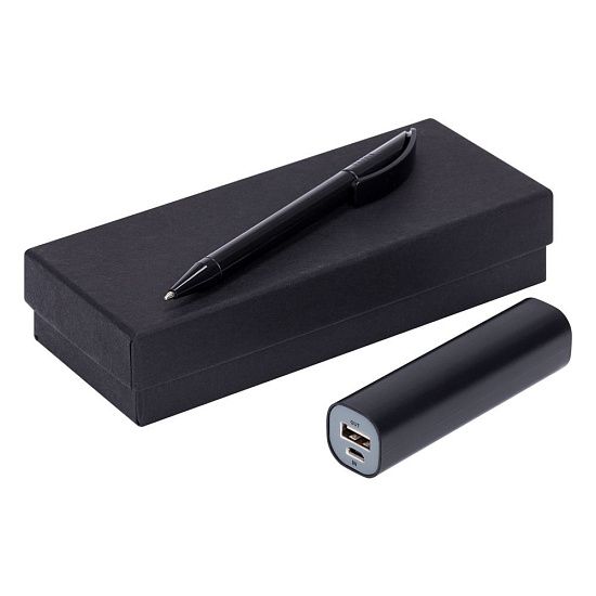 Набор Couple: аккумулятор и ручка, черный - подробное фото