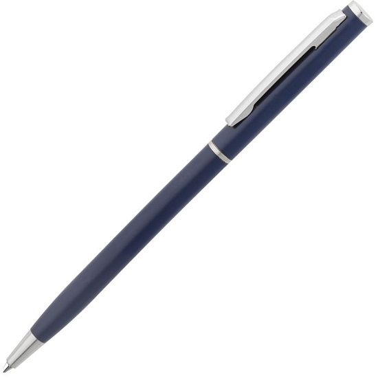 Ручка шариковая Hotel Chrome, ver.2, матовая синяя - подробное фото