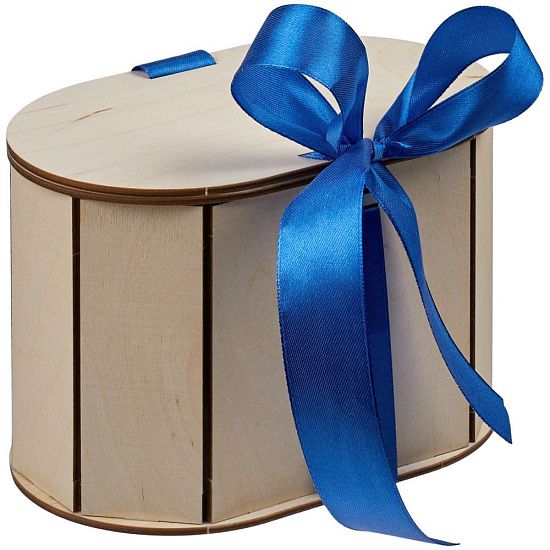 Коробка Drummer, овальная, с синей лентой - подробное фото