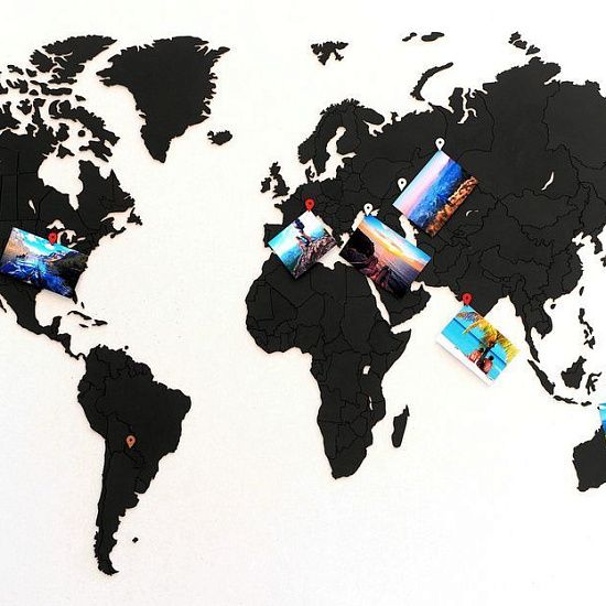 Деревянная карта мира World Map True Puzzle Small, черная - подробное фото
