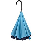 Зонт наоборот Style, трость, сине-голубой - фото