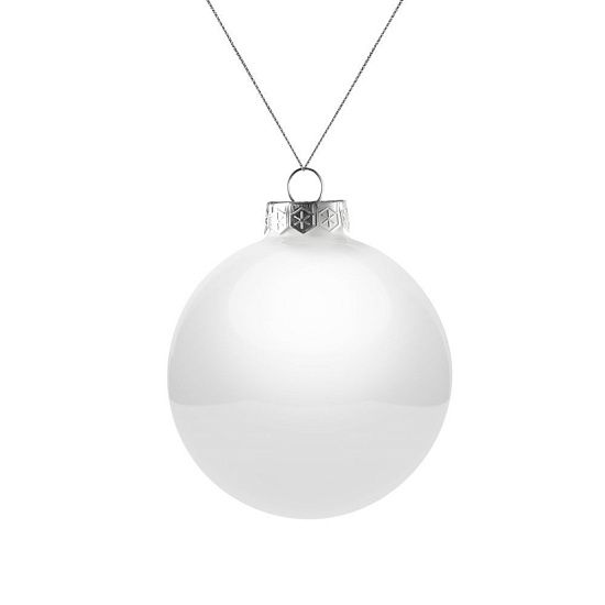 Елочный шар Finery Gloss, 8 см, глянцевый белый - подробное фото