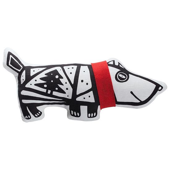 Игрушка «Собака в шарфе», большая, белая с красным - подробное фото