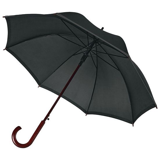 Зонт-трость светоотражающий Reflect, черный - подробное фото