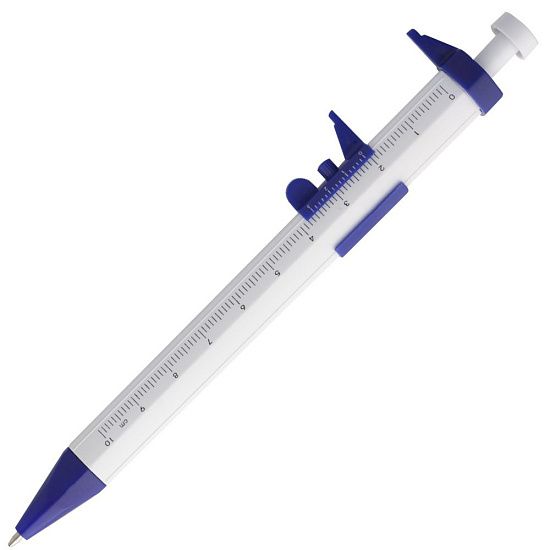 Ручка шариковая «Штангенциркуль», белая с синим - подробное фото