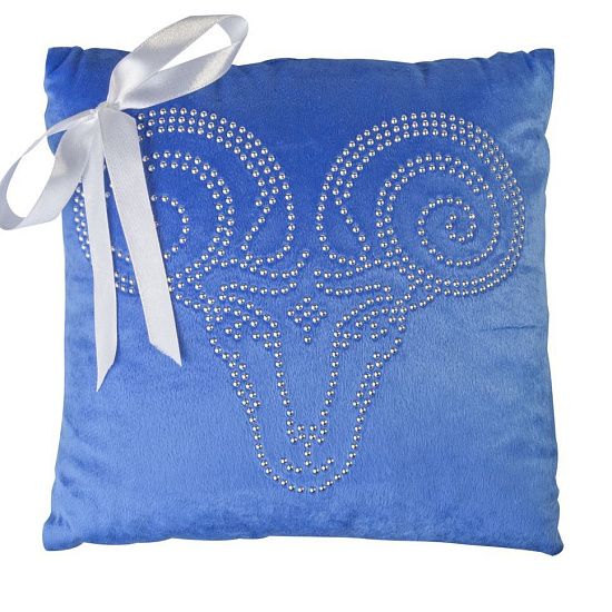 Подушка «Знак зодиака Овен», синяя - подробное фото