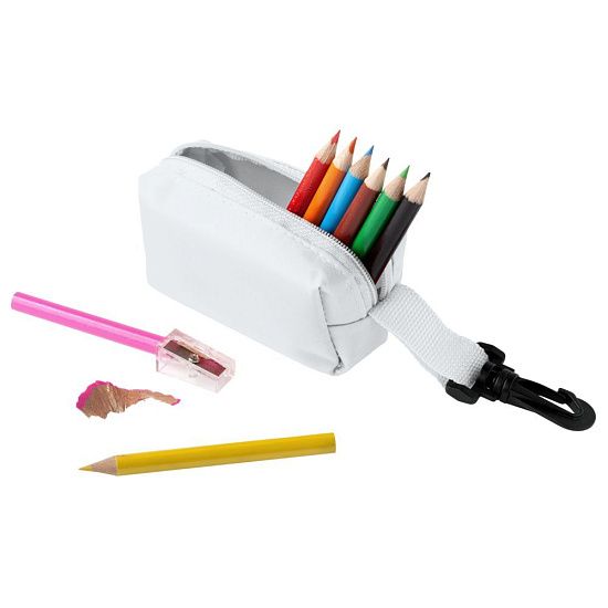 Набор Hobby с цветными карандашами и точилкой, белый - подробное фото