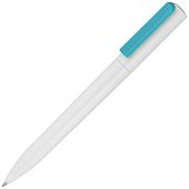 Ручка шариковая Split White Neon, белая с голубым - фото