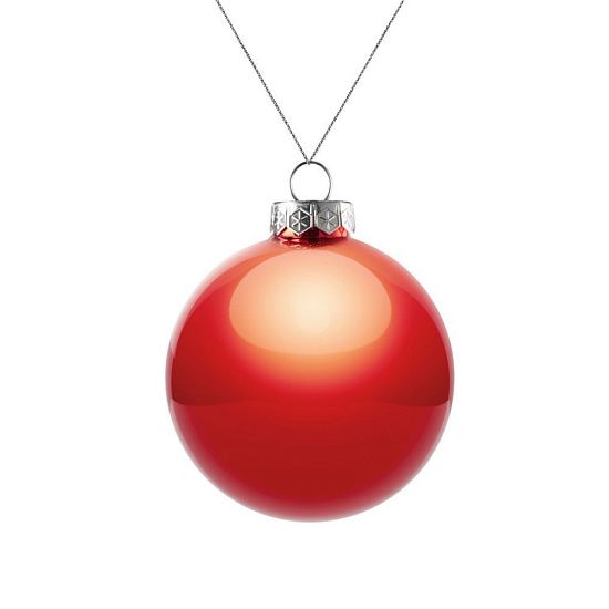 Елочный шар Finery Gloss, 8 см, глянцевый красный - подробное фото