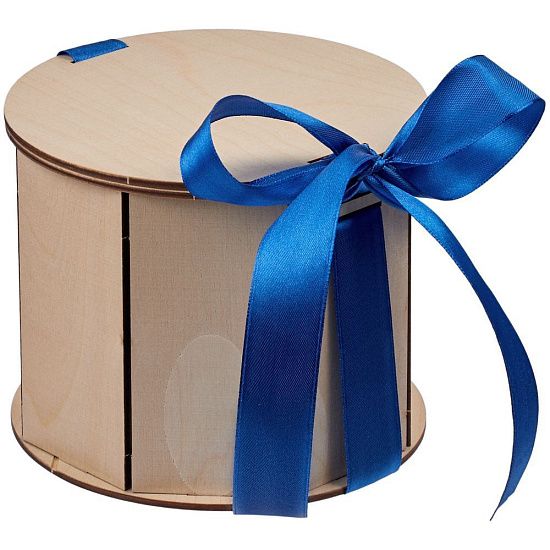 Коробка Drummer, круглая, с синей лентой - подробное фото