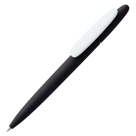 Ручка шариковая Prodir DS5 TRR-P Soft Touch, черная с белым - подробное фото