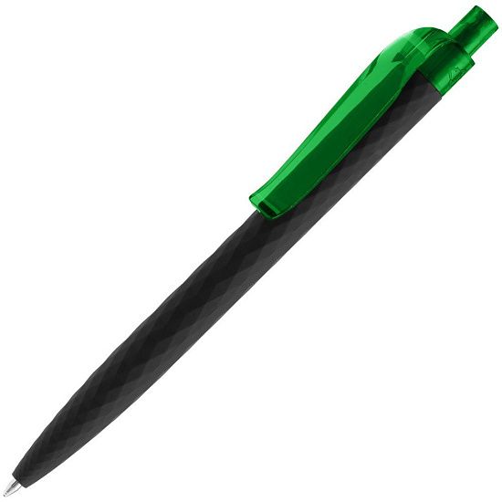 Ручка шариковая Prodir QS01 PRT-P Soft Touch, черная с зеленым - подробное фото