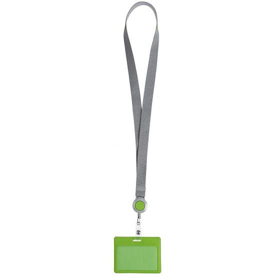 Чехол для карточки с лентой и ретрактором Devon, зеленый - подробное фото