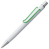 Ручка шариковая Clamp, белая с зеленым - фото