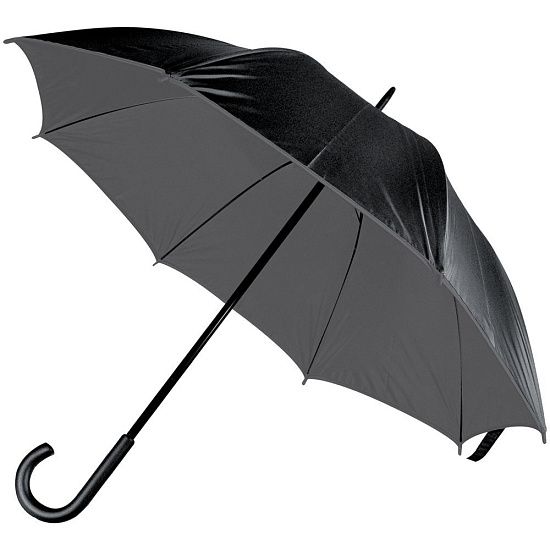 Зонт-трость Downtown, черный с серым - подробное фото
