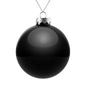 Елочный шар Finery Gloss, 10 см, глянцевый черный - фото
