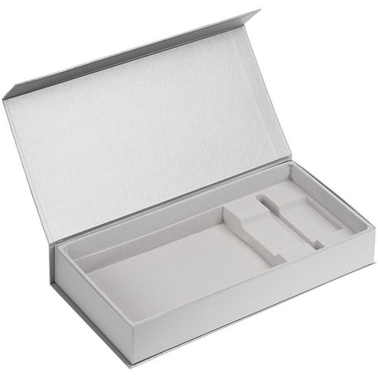 Коробка Planning с ложементом под набор с планингом, ежедневником и ручкой, серебристая - подробное фото