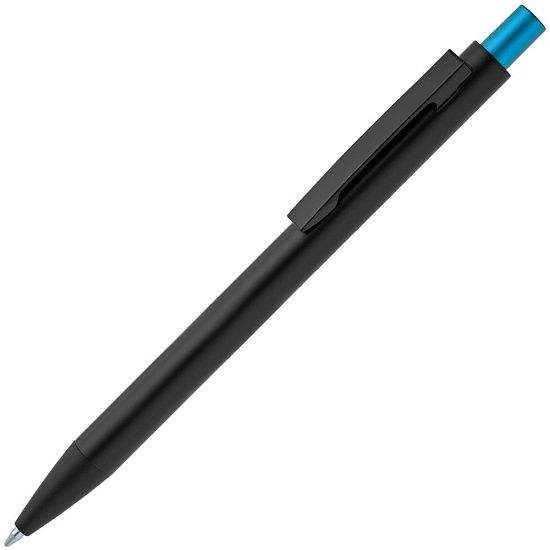 Ручка шариковая Chromatic, черная с голубым - подробное фото