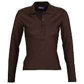 Рубашка поло женская с длинным рукавом PODIUM 210 шоколадно-коричневая - фото