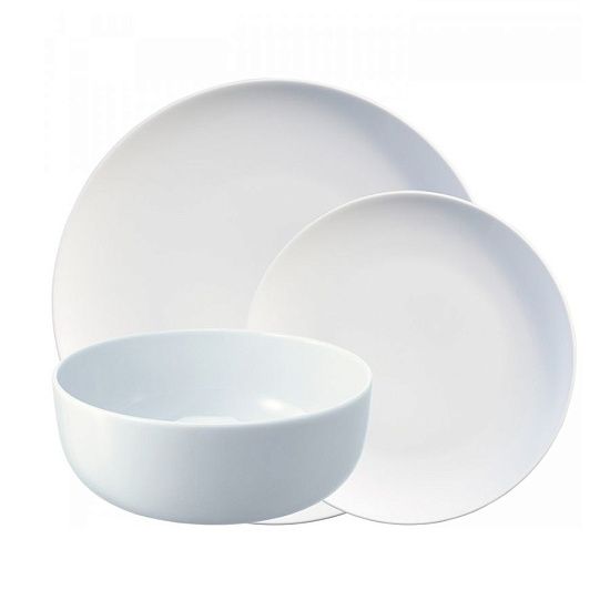 Набор из 12 тарелок Dine, белый - подробное фото