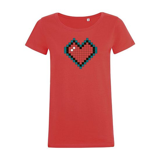 Футболка женская Pixel Heart, красная - подробное фото