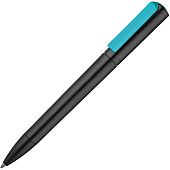 Ручка шариковая Split Black Neon, черная с голубым - фото