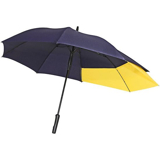 Зонт-трость Fiber Move AC, темно-синий с желтым - подробное фото