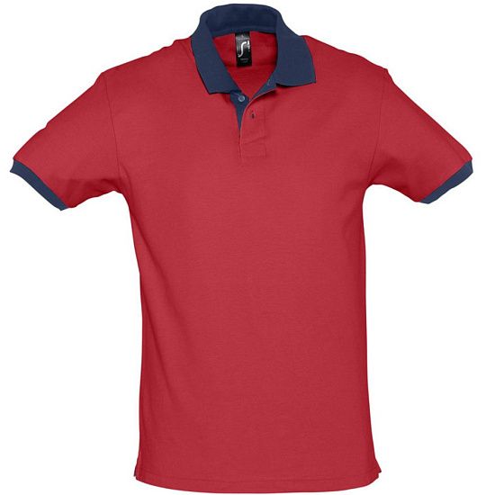 Рубашка поло Prince 190, красная с темно-синим - подробное фото