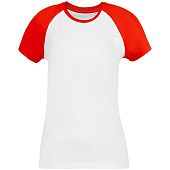 Футболка женская T-bolka Bicolor Lady, белая с красным - фото