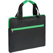 Конференц-сумка Unit Сontour, черная с зеленой отделкой - фото