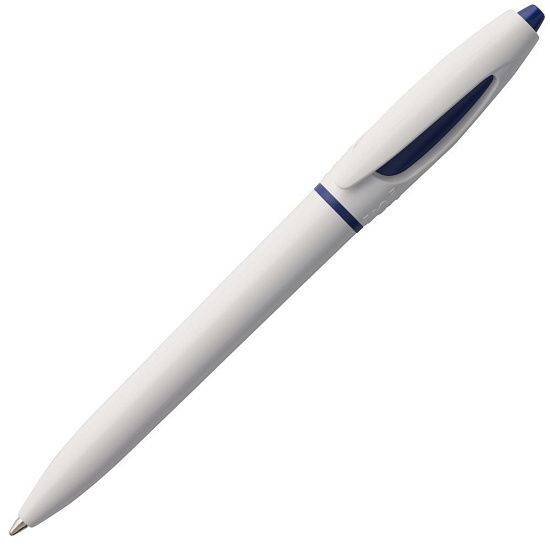 Ручка шариковая S! (Си), белая с темно-синим - подробное фото