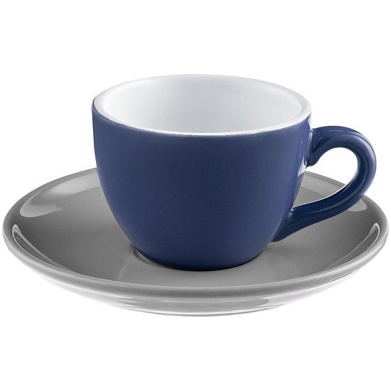 Чайная пара Cozy Morning, синяя с серым - подробное фото