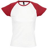 Футболка женская MILKY 150, белая с красным - фото